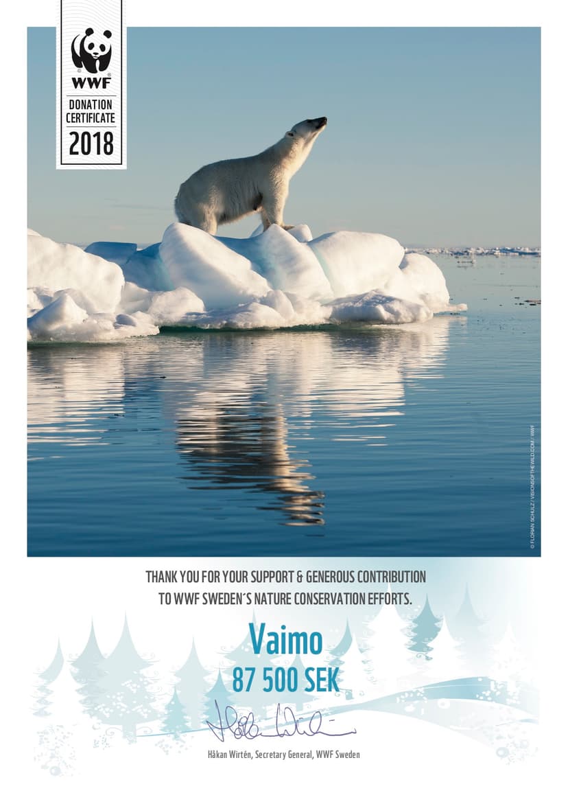 WWF gåvobevis Vaimo