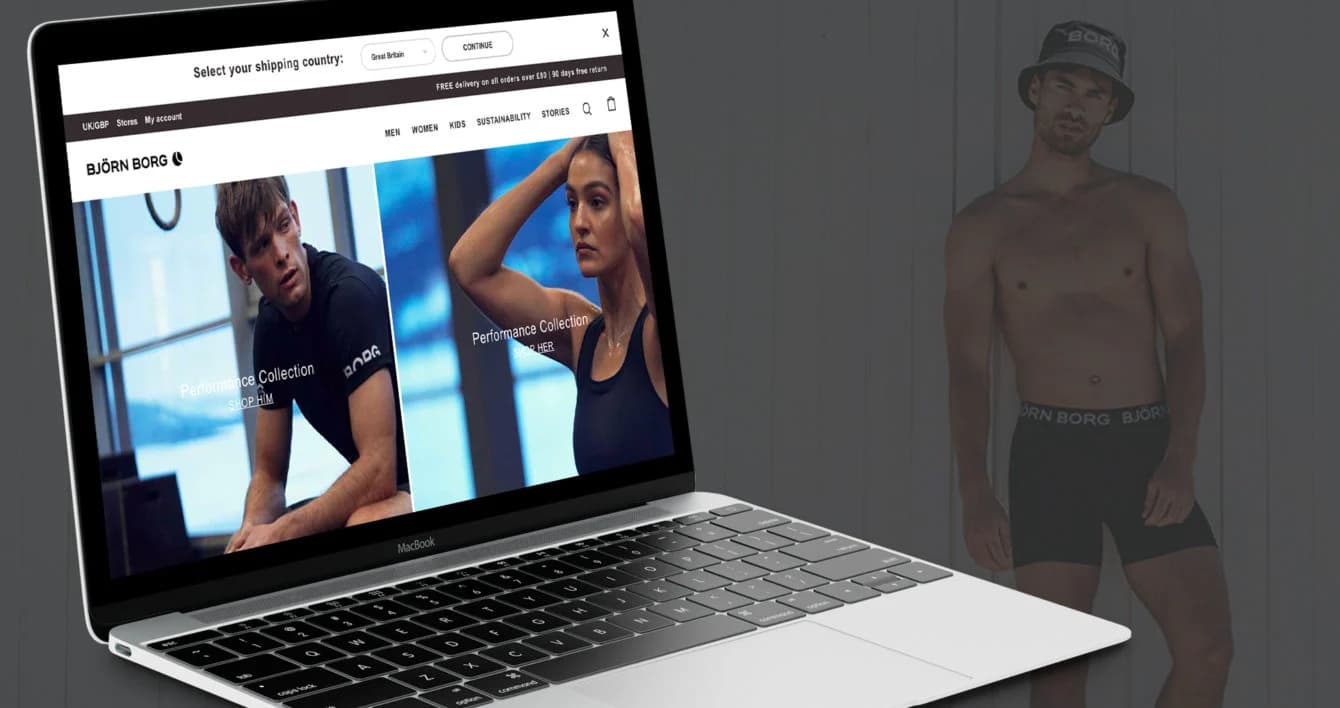 Bjorn Borg site on the laptop