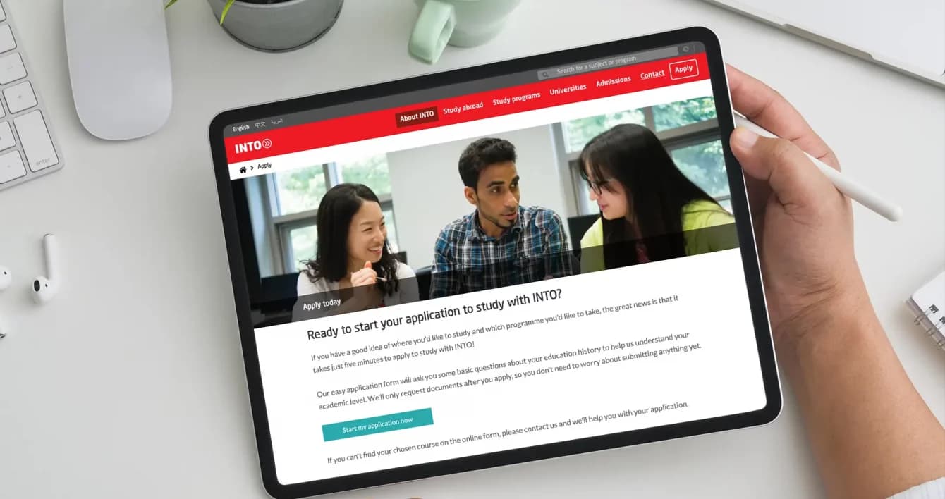 Into University site on the tablet