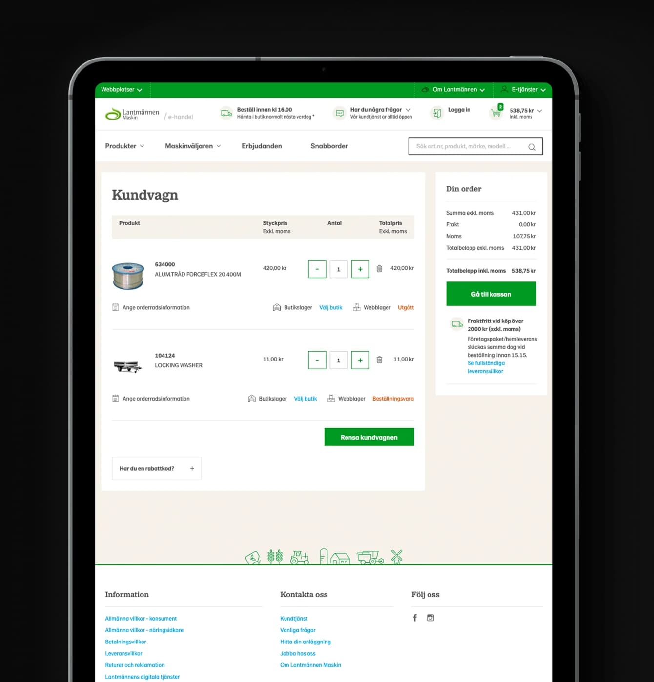 Lantmannen Site on Ipad
