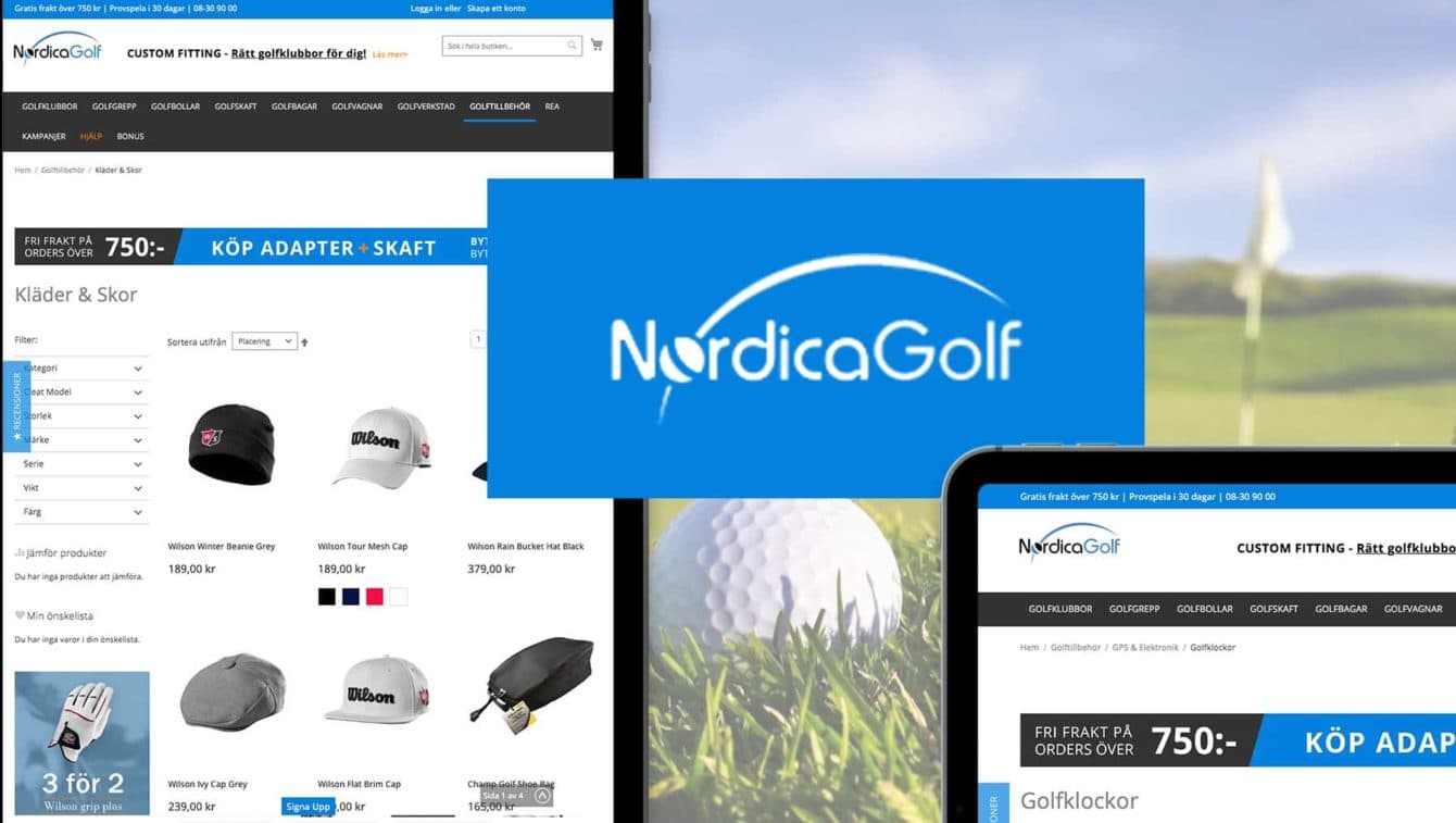 NordicaGolf site mockups