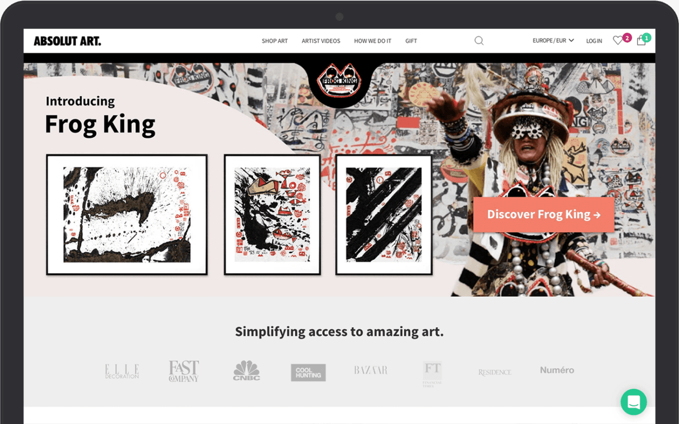 Absolut Art Site on the tablet