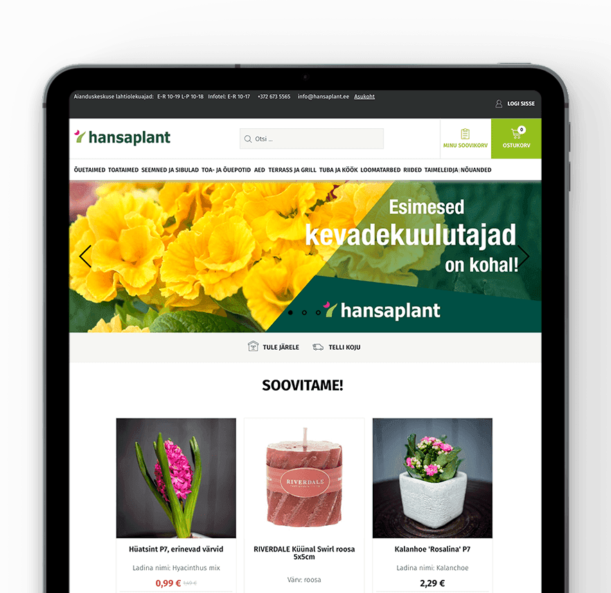 hansaplant site on the tablet